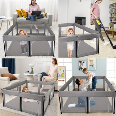 True Haven | Foldable Baby Playpen – Extra-Large Soft Mesh Design, Easy Access Door