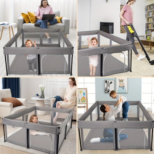 True Haven | Foldable Baby Playpen – Extra-Large Soft Mesh Design, Easy Access Door