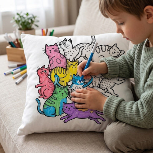 True Haven | Doodle Coloring Pillow Cover – Plush Comfort for Better Sleep, Hypoallergenic Materials