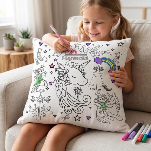 True Haven | Doodle Coloring Pillow Cover – Plush Comfort for Better Sleep, Hypoallergenic Materials