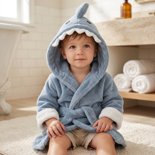 True Haven | Shark Baby Bathrobe – Cozy Post-Bath Comfort, Ultra-Soft Materials
