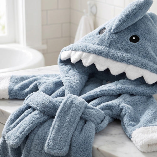 True Haven | Shark Baby Bathrobe – Cozy Post-Bath Comfort, Ultra-Soft Materials