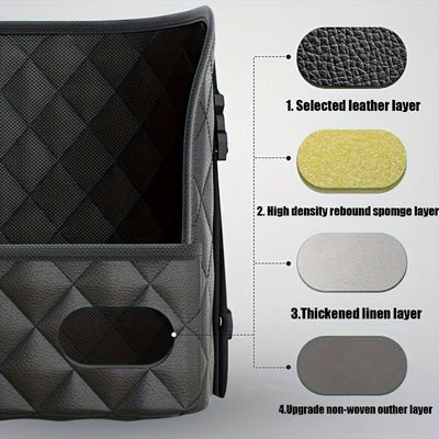 True Haven | Car Seat Back Organizer – Large Capacity Storage, Durable Faux Leather with Mesh Pockets