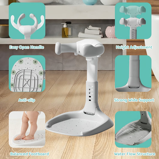 True Haven | Foldable Baby Bath Stand – Tool-Free Setup, 5 Adjustable Height Levels
