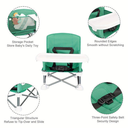 True Haven | Travel Booster Seat – Compact & Foldable, Removable Tray with Safety Straps