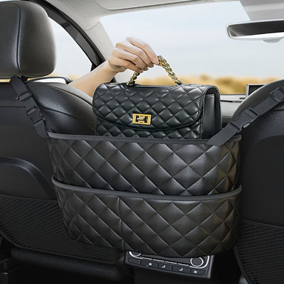 True Haven | Car Seat Back Organizer – Large Capacity Storage, Durable Faux Leather with Mesh Pockets