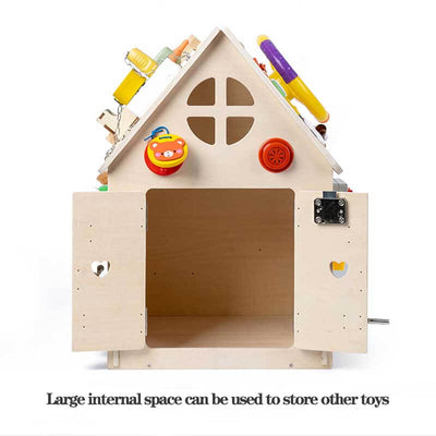True Haven | Montessori Wooden Busy House Activity Center – Multi-Sensory Skill Building, Solid Wood Construction
