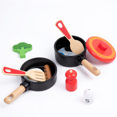 True Haven | Wooden Cooking Pot Set for Kids – Encourages Imaginative Play, Safe Eco-Friendly Wood