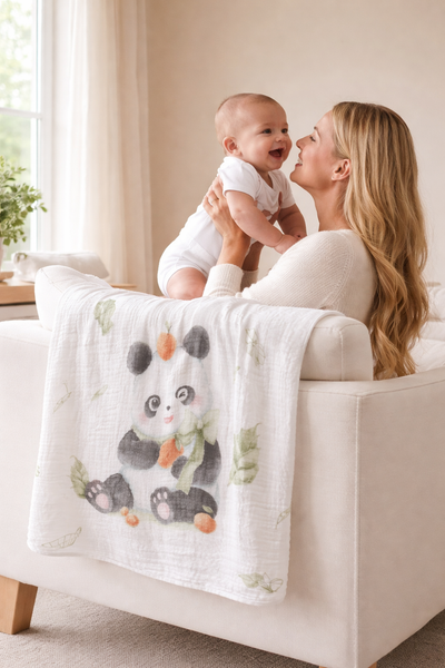 True Haven | Panda Baby Bath Gift Basket – Newborn Care Set with Towel, Washcloths & Changing Pad