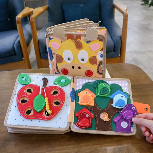True Haven | Giraffe Quiet Book – Felt Busy Book for Toddlers, Compact & Portable