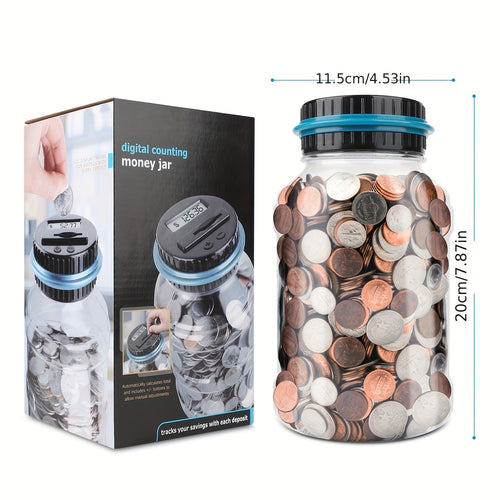 True Haven | SmartSave LCD Coin Counting Jar – Automatic Coin Counting, Fun Way to Teach Kids Saving