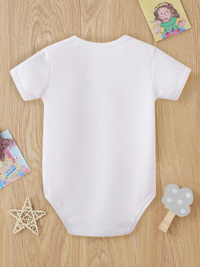 True Haven | Baby Boy Heart & Letter Print Romper – Soft Breathable Cotton, Easy Snap Closures