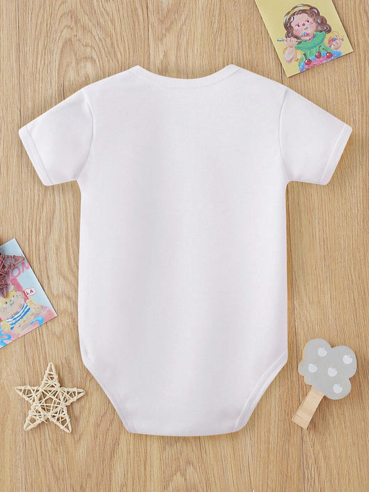 True Haven | Baby Boy Heart & Letter Print Romper – Soft Breathable Cotton, Easy Snap Closures