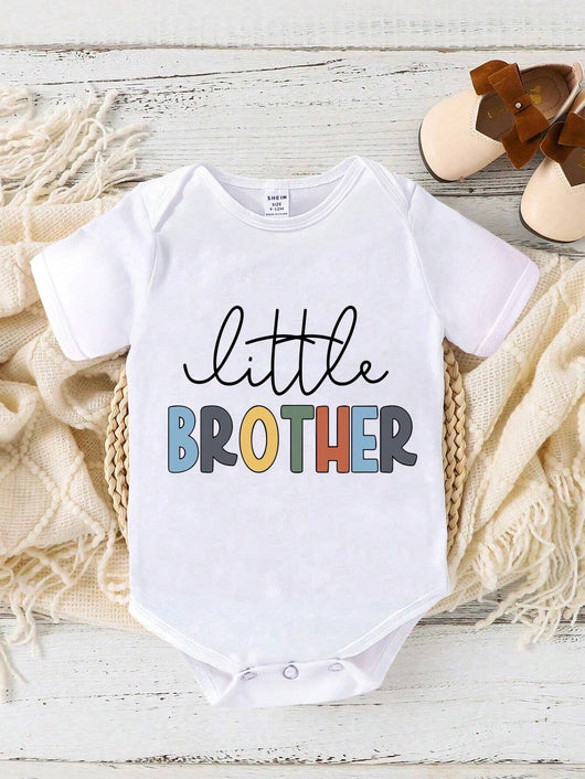 True Haven | Baby Boy Heart & Letter Print Romper – Soft Breathable Cotton, Easy Snap Closures