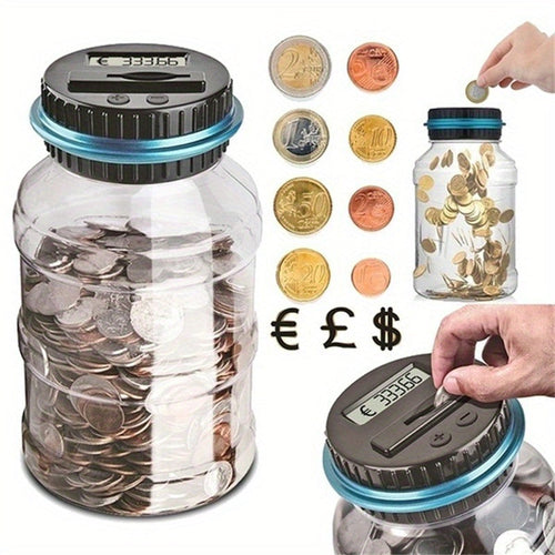 True Haven | SmartSave LCD Coin Counting Jar – Automatic Coin Counting, Fun Way to Teach Kids Saving