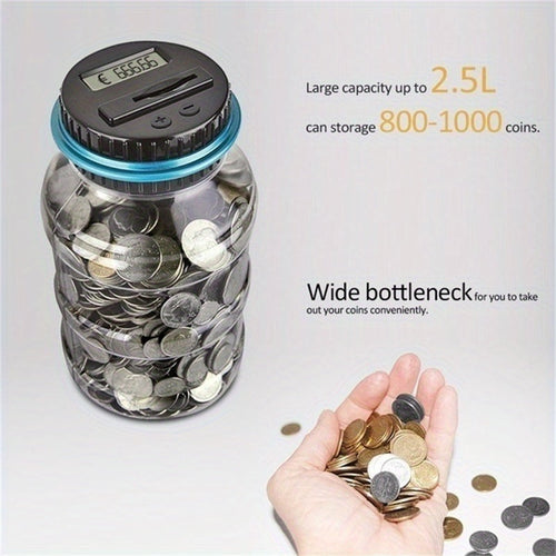 True Haven | SmartSave LCD Coin Counting Jar – Automatic Coin Counting, Fun Way to Teach Kids Saving