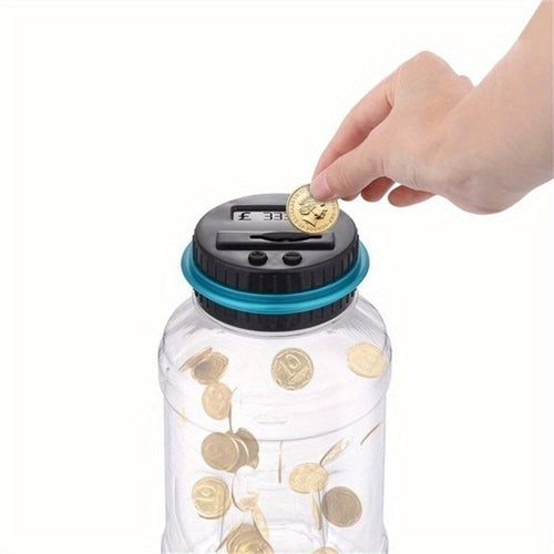 True Haven | SmartSave LCD Coin Counting Jar – Automatic Coin Counting, Fun Way to Teach Kids Saving