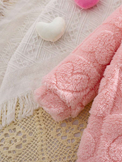 True Haven | Newborn Baby Girl Fuzzy Hooded Jumpsuit – Soft Flannel Fabric, Easy Zip-Up Design