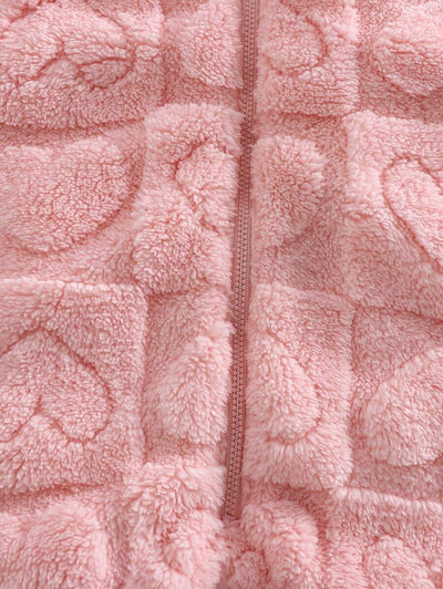True Haven | Newborn Baby Girl Fuzzy Hooded Jumpsuit – Soft Flannel Fabric, Easy Zip-Up Design