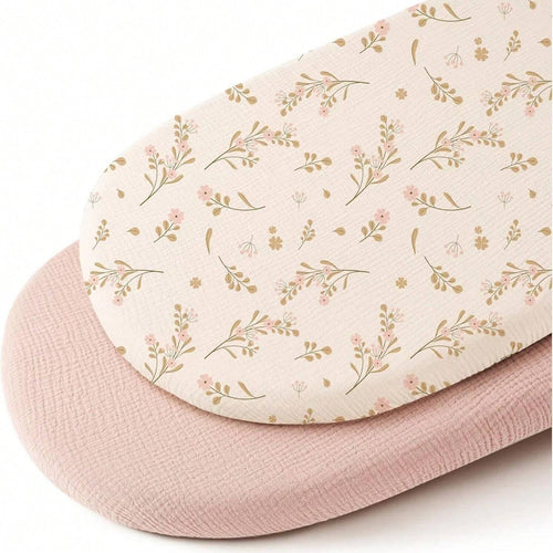 True Haven | 2-Pack Muslin Bassinet Sheets – Soft Breathable Cotton, Fits Bassinets & Moses Baskets