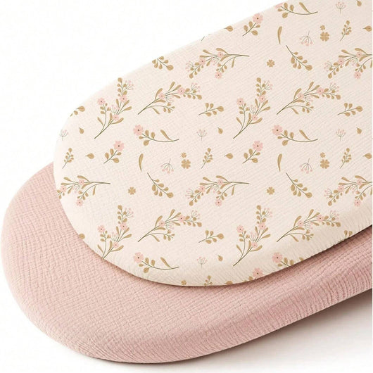 True Haven | 2-Pack Muslin Bassinet Sheets – Soft Breathable Cotton, Fits Bassinets & Moses Baskets