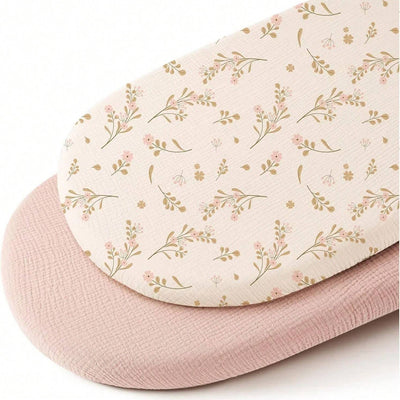 True Haven | 2-Pack Muslin Bassinet Sheets – Soft Breathable Cotton, Fits Bassinets & Moses Baskets