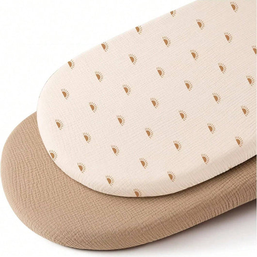 True Haven | 2-Pack Muslin Bassinet Sheets – Soft Breathable Cotton, Fits Bassinets & Moses Baskets