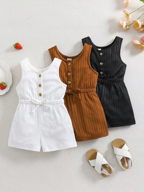 True Haven | 3-Piece Baby Girl Camisole & Shorts Set – Soft Knit Comfort, Great for Summer Photos