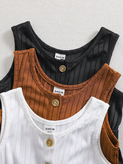 True Haven | 3-Piece Baby Girl Camisole & Shorts Set – Soft Knit Comfort, Great for Summer Photos