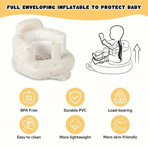 True Haven | Inflatable Baby Floor Seat – Soft & Protective Design, Portable & Easy to Inflate