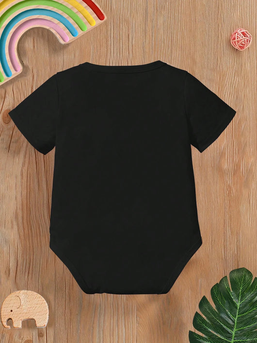 True Haven | Baby Boy Heart & Letter Print Romper – Soft Breathable Cotton, Easy Snap Closures