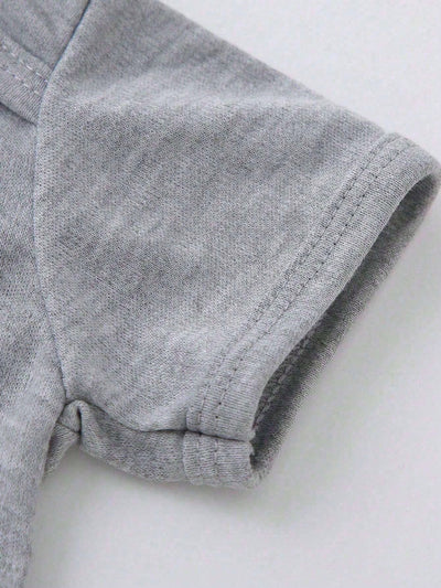 True Haven | Baby Boy Heart & Letter Print Romper – Soft Breathable Cotton, Easy Snap Closures