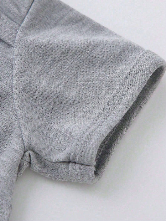 True Haven | Baby Boy Heart & Letter Print Romper – Soft Breathable Cotton, Easy Snap Closures