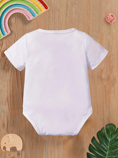 True Haven | Baby Boy Heart & Letter Print Romper – Soft Breathable Cotton, Easy Snap Closures