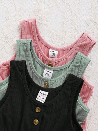 True Haven | 3-Piece Baby Girl Camisole & Shorts Set – Soft Knit Comfort, Great for Summer Photos