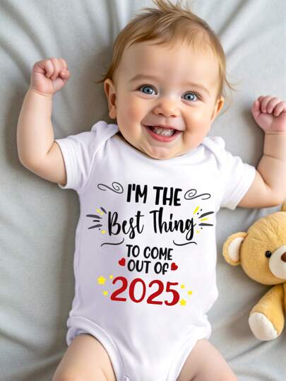True Haven | Baby Boy Heart & Letter Print Romper – Soft Breathable Cotton, Easy Snap Closures
