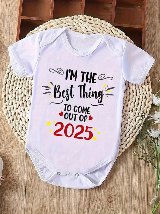 True Haven | Baby Boy Heart & Letter Print Romper – Soft Breathable Cotton, Easy Snap Closures