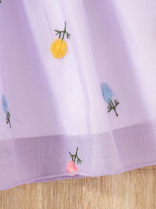 True Haven | Baby Girl Sleeveless Princess Dress – Floral Embroidery Detail, Soft Mesh Tulle Overlay