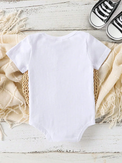 True Haven | Baby Boy Heart & Letter Print Romper – Soft Breathable Cotton, Easy Snap Closures