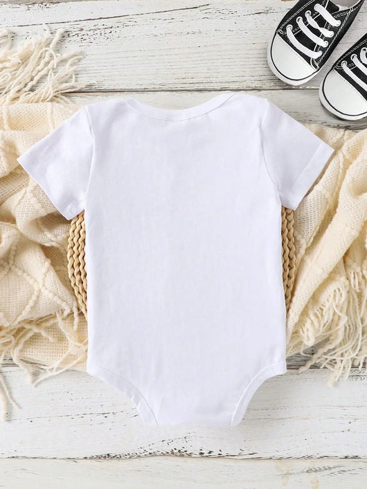 True Haven | Baby Boy Heart & Letter Print Romper – Soft Breathable Cotton, Easy Snap Closures