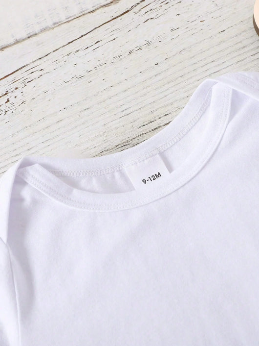 True Haven | Baby Boy Heart & Letter Print Romper – Soft Breathable Cotton, Easy Snap Closures