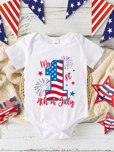 True Haven | Baby Boy Heart & Letter Print Romper – Soft Breathable Cotton, Easy Snap Closures
