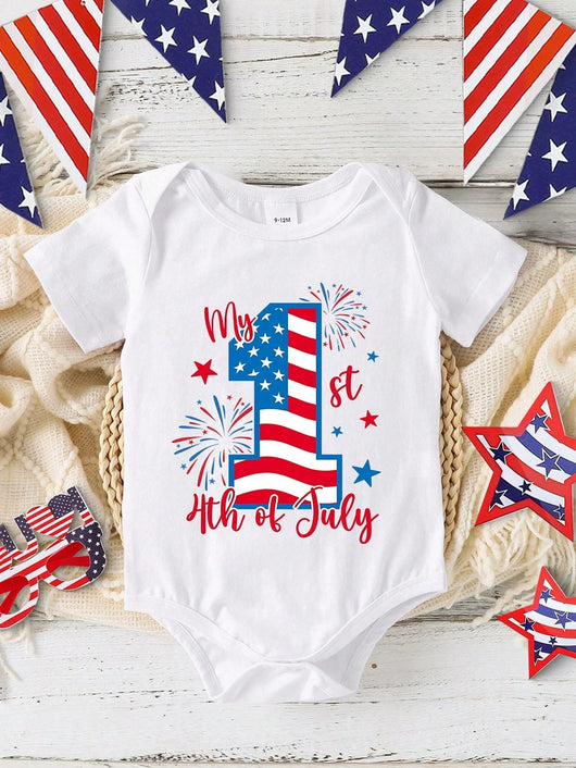True Haven | Baby Boy Heart & Letter Print Romper – Soft Breathable Cotton, Easy Snap Closures