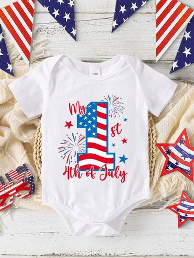 True Haven | Baby Boy Heart & Letter Print Romper – Soft Breathable Cotton, Easy Snap Closures