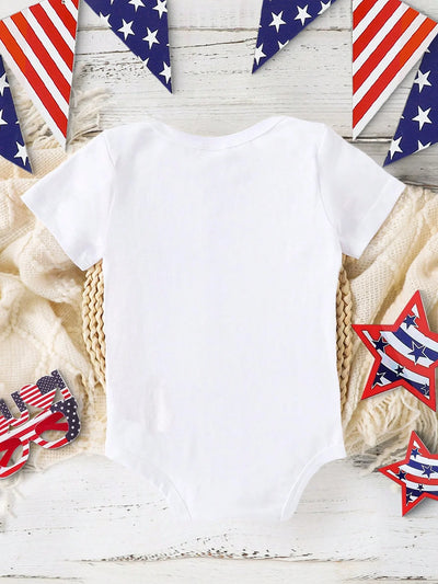 True Haven | Baby Boy Heart & Letter Print Romper – Soft Breathable Cotton, Easy Snap Closures
