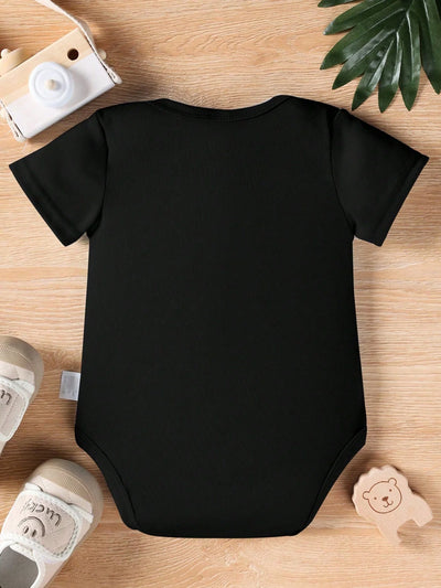 True Haven | Baby Boy Heart & Letter Print Romper – Soft Breathable Cotton, Easy Snap Closures