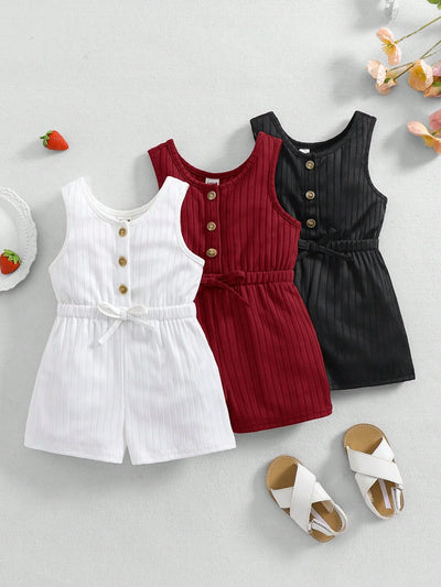 True Haven | 3-Piece Baby Girl Camisole & Shorts Set – Soft Knit Comfort, Great for Summer Photos