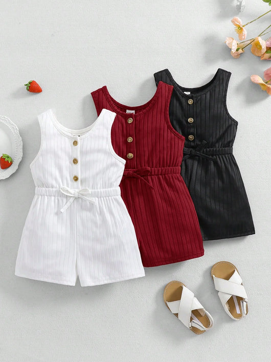 True Haven | 3-Piece Baby Girl Camisole & Shorts Set – Soft Knit Comfort, Great for Summer Photos