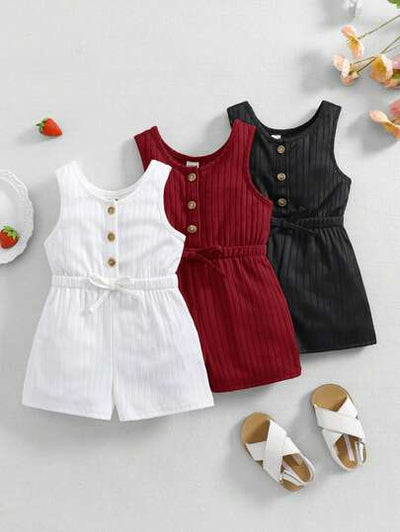 True Haven | 3-Piece Baby Girl Camisole & Shorts Set – Soft Knit Comfort, Great for Summer Photos