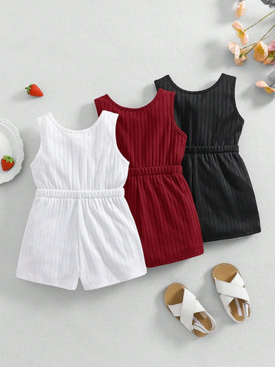 True Haven | 3-Piece Baby Girl Camisole & Shorts Set – Soft Knit Comfort, Great for Summer Photos